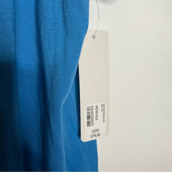 Soft Surrounding Blue Top with White Lace Detail Size 2X NWT - Picture 6 of 9